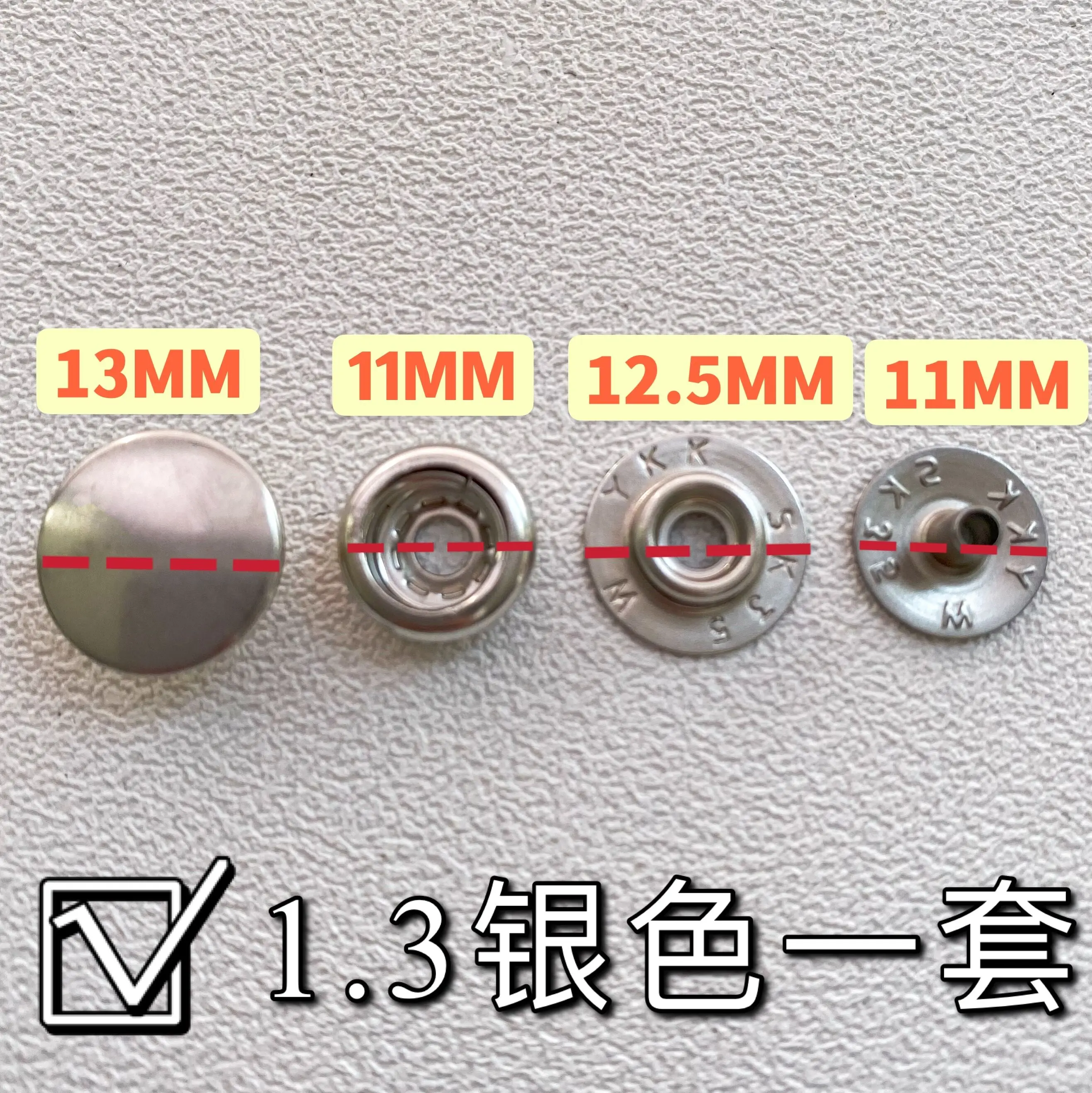 Wide-side Spot Japanese YKKSK35 All-copper Metal All-copper Big White O-buckle Real Shot Snap Buckle Dark Side Silver 10 Sets