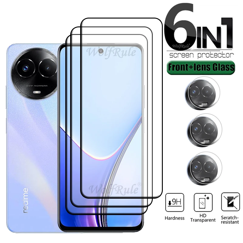 

6-in-1 For Realme 11X 5G Glass For OPPO Realme 11X 5G Tempered Glass Protective Full Screen Protector Realme 11X 5G Lens Glass