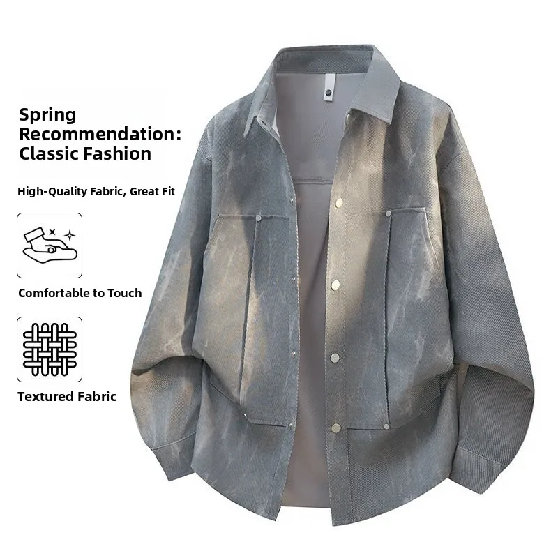 

Loose Fit adient Long Sve Men's irt Stand Collar Casual Versatile Spring Autumn New Sle Comfortable Breathable Cotton