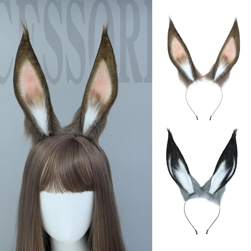 Attractive Cosplay Furry Animal Fox Ears Head Band Dress Up Lolita Decor Long Fur Headpiece for Halloween Party Decor