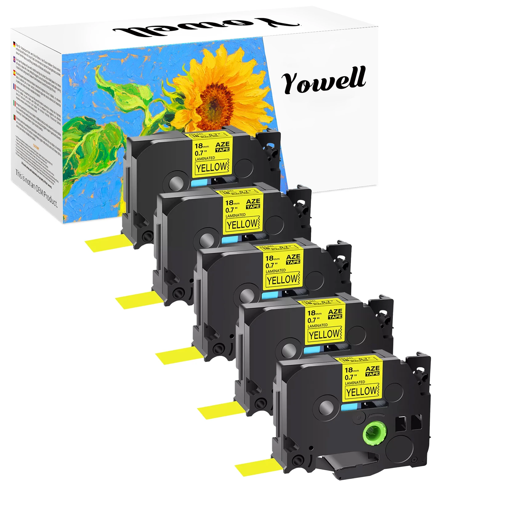 Yowell 5 X TZe-641 (18mmx8m) Kompatible Etiketten, kompatibel mit Brother PT-1300, PT-1400, PT-1500, PT-1500PC, PT-1600, PT-1700 – Detail 1