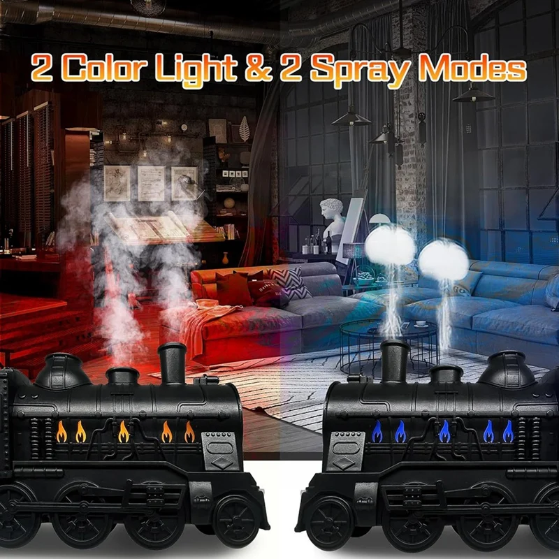 USB Humidifier 300Ml  Train Shaped Essential Oil Diffuser  With Quiet Cool Mist 2 Lighting & 2 Mist Modes Aromatherapy B