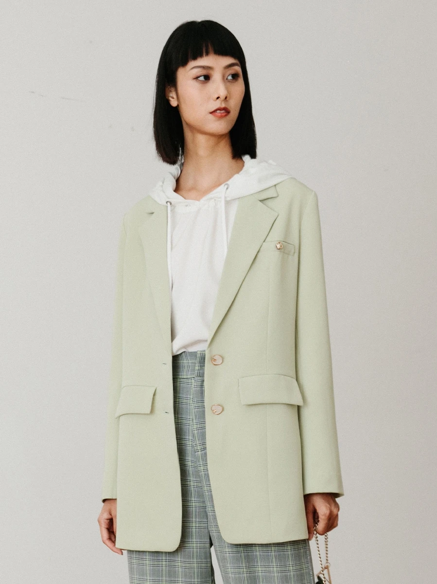 

Оригинальный дизайн, женский костюм-пиджак с защитой от морщин, повседневный, универсальный, весна 2024, модный, для офиса, с длинным рукавом, прямого кроя