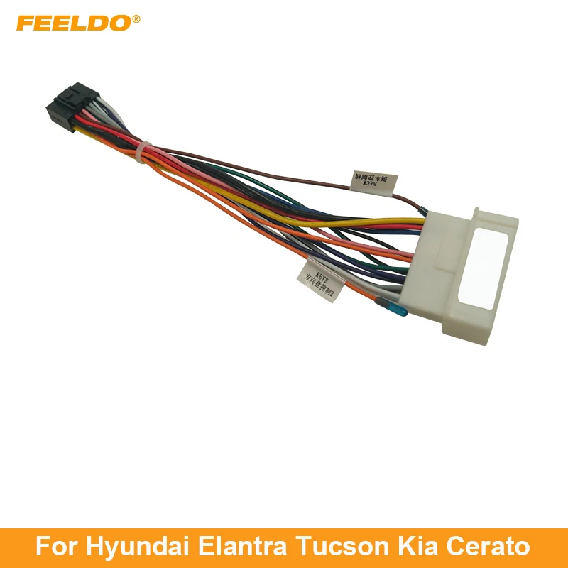 

FEELDO Car Audio 16PIN DVD Player Power Calbe Adapter For Hyundai Elantra Tucson Kia Cerato Stereo Plug Wiring Harness