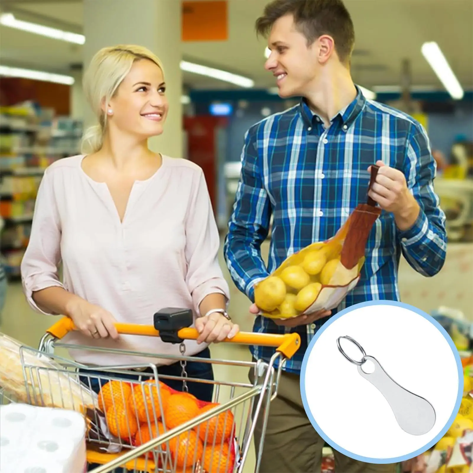 Porte-clés de chariot de courses, porte-clés de voiture Anti-perte avec ouvre-bouteille en acier inoxydable, jetons de chariot, porte-monnaie