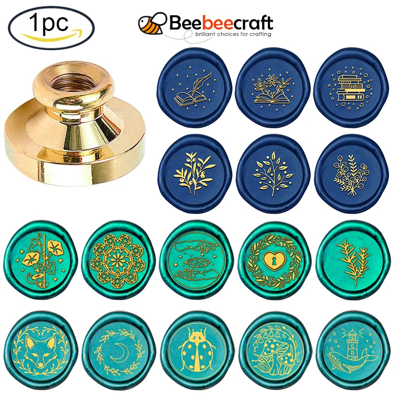 1PC Wax Seal Stamp Head 0.98IN Lock Pattern Stamp Removable Retro Sealing Brass Stamp Head for Envelopes Greeting Cards