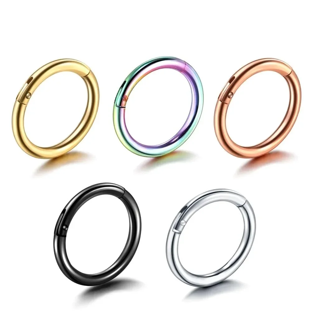 Nose Rings Septum Piercing Clicker Nose Hoops Piercings Titanium Hinged Segment Rings Helix Piercing Unisex Body Jewelry Earring