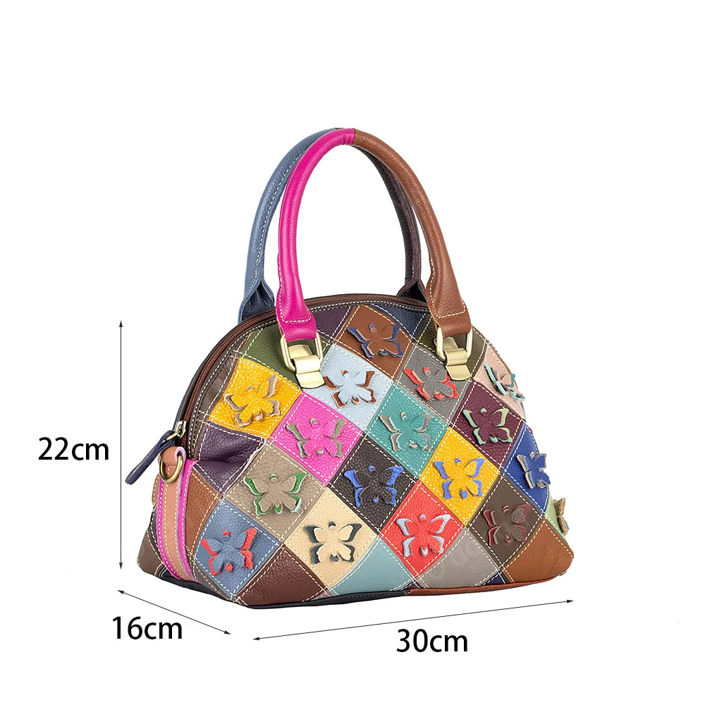 Yao dong novo couro mão colorido concha saco íris flor design casual compras bolsa de ombro único para mulher