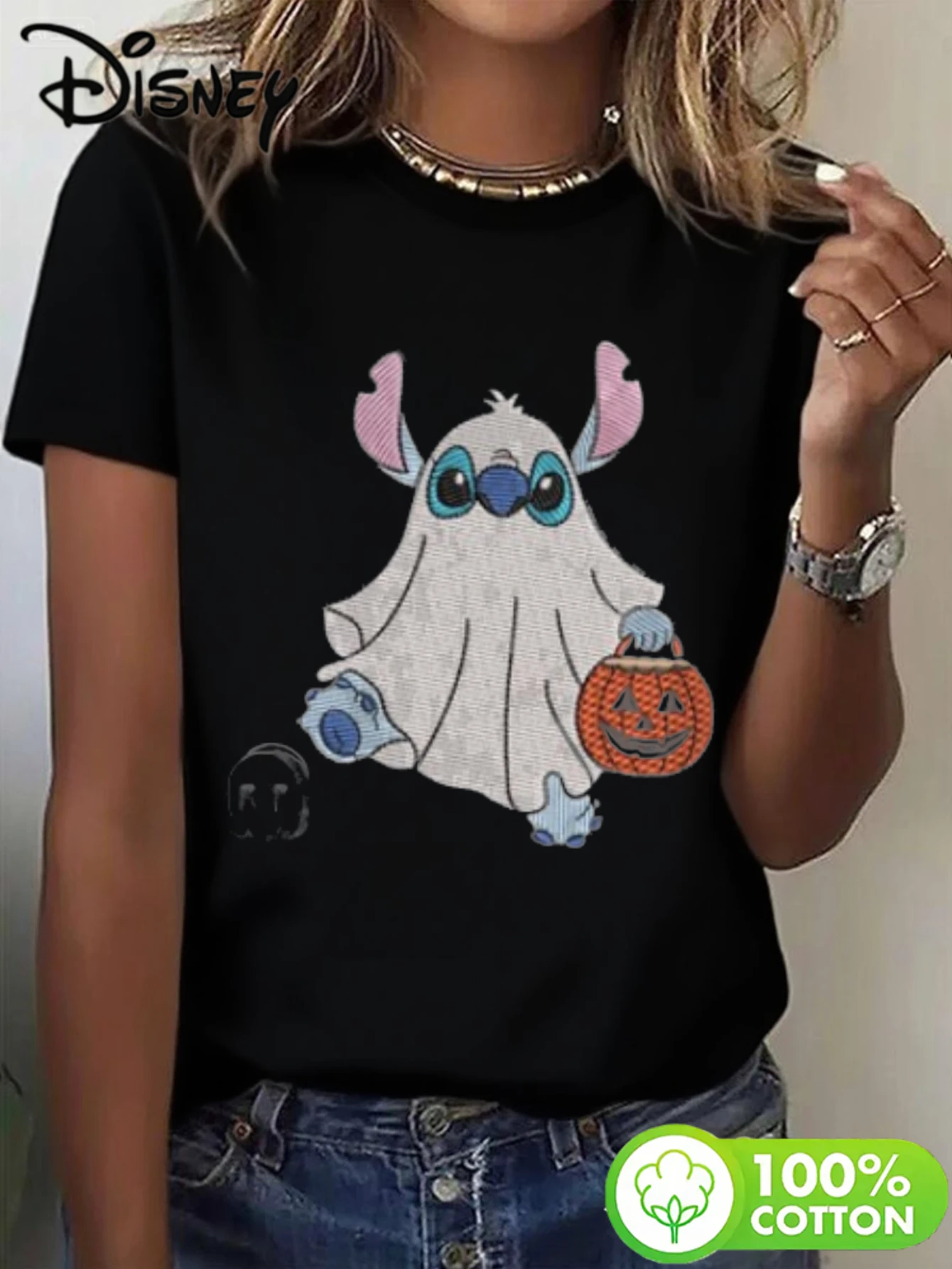 

Футболка с принтом на Хэллоуин, 100, дышащая ткань из чистого хлопка, с короткими рукавами, детский, мужской и женский семейный топ для прогулок