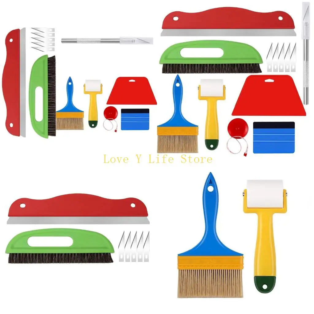 L74C Ergonomic 7 Pieces Painting and Wallpaper Tool Set Portable Accessory for Comfortable and Practical Application