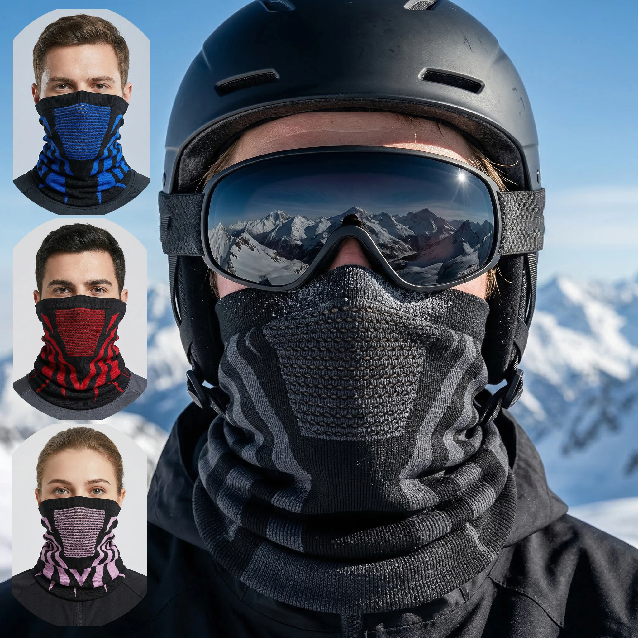 Winter-Skimaske für Damen und Herren, warmer Schal, elastisch, atmungsaktiv, Halbgesichtsmaske für Radfahren, Outdoor-Sport, Laufen, Wandern, Angeln
