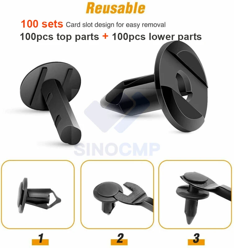 Universal Auto Bumper Fastener, Hole Rivet Retainer, clipe de plástico, empurrar na tampa, Fender, carro Porta Guarnição Painel Clip Assy, 8mm, 100