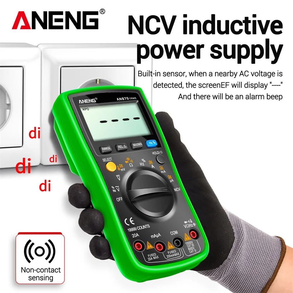 ANENG AN870  Digital Multimeter 19999 Counts profissional transistor electrical tester 600v multi volt esrmeter lead set