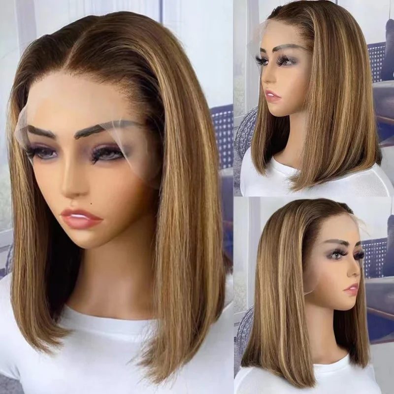 

12A Vietnam Bone Straight Bob Hair Wigs Lace Front Wig