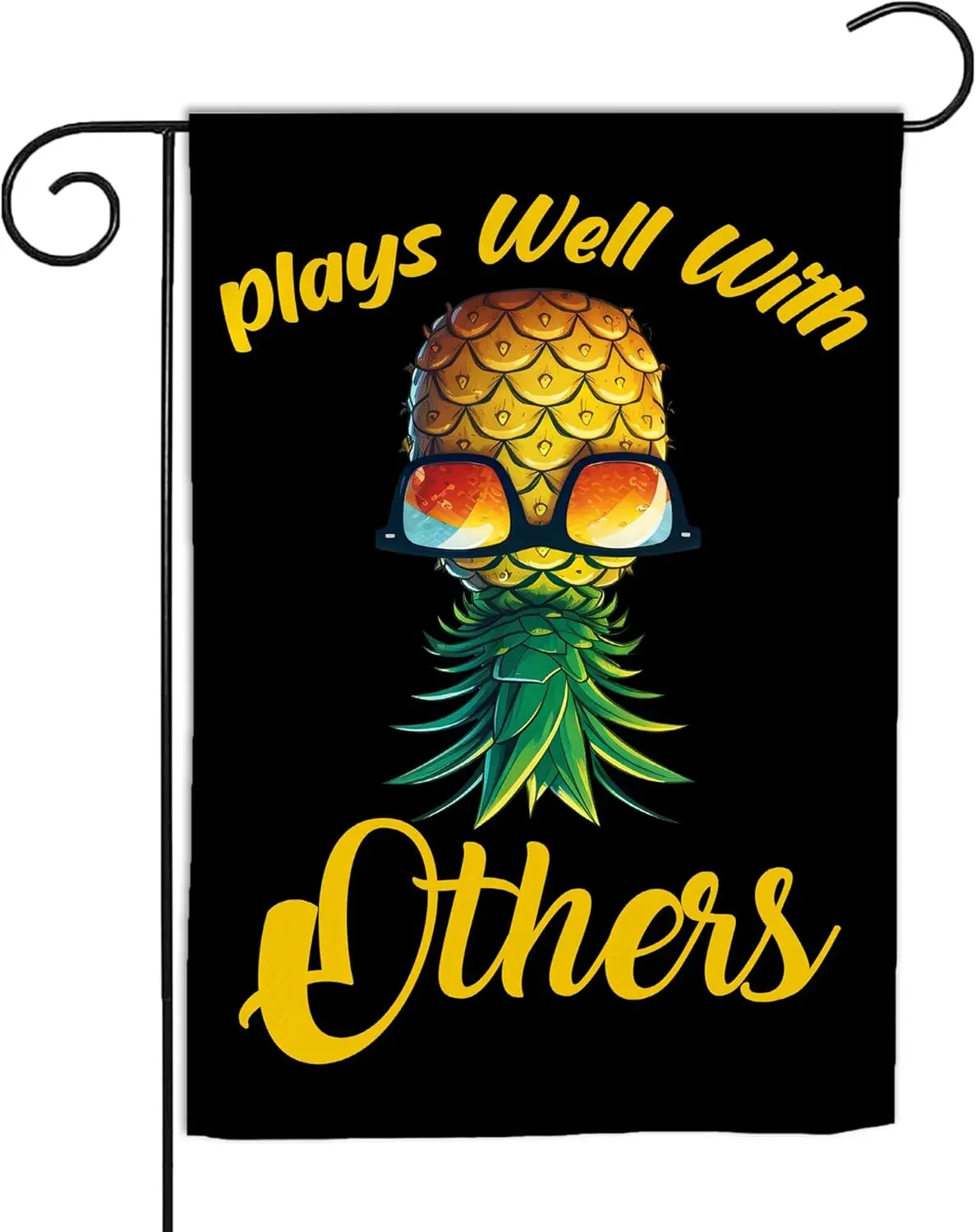VOTANTA Upside Down Pineapple Garden Flag Personalized Plays Well With Others Garden Banner Double Sided For Indoor Outdoor  EEZ