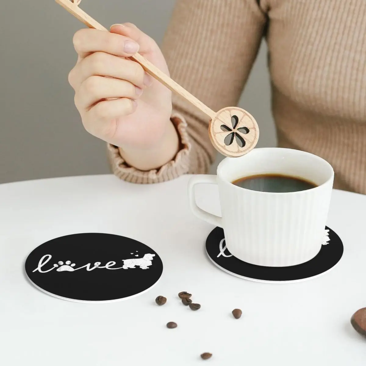 Cocker Spaniel Love Dog Pet Lover Gift Coasters Placemats Insulation Coffee Mats for Home Kitchen Dining Pads Set of 6