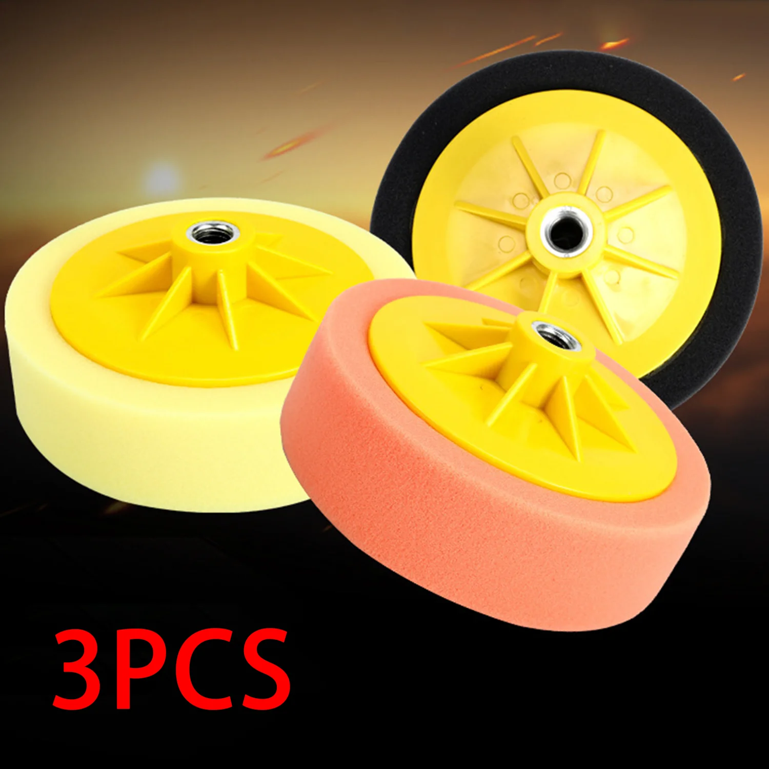 3 Peças de Discos de Polimento de 6 Polegadas (Grosso/Médio/Fino), Esponjas de Polimento para Restauração de Espelhos, Esponjas de Cera para Detalhamento Automotivo, Disco M14