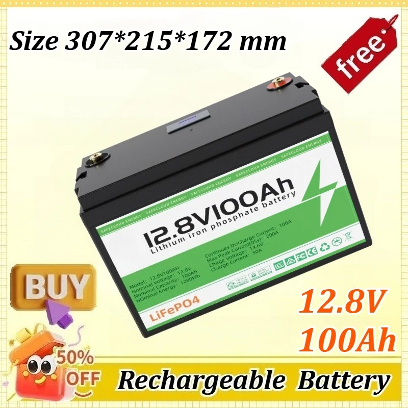 

12.8V 100Ah Solar Battery Lithium Iron Phosphate Home Energy Storage System Monitor Cycle LiFePO4 Battery for RV Yacht Base