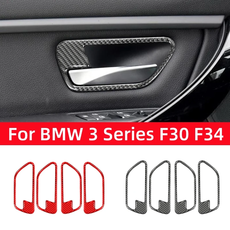 

For BMW 3 Series GT F30 F34 2013-2018 Accessories Carbon Fiber Interior Car Door Handle Trim Frame Cover Decoration Stickers