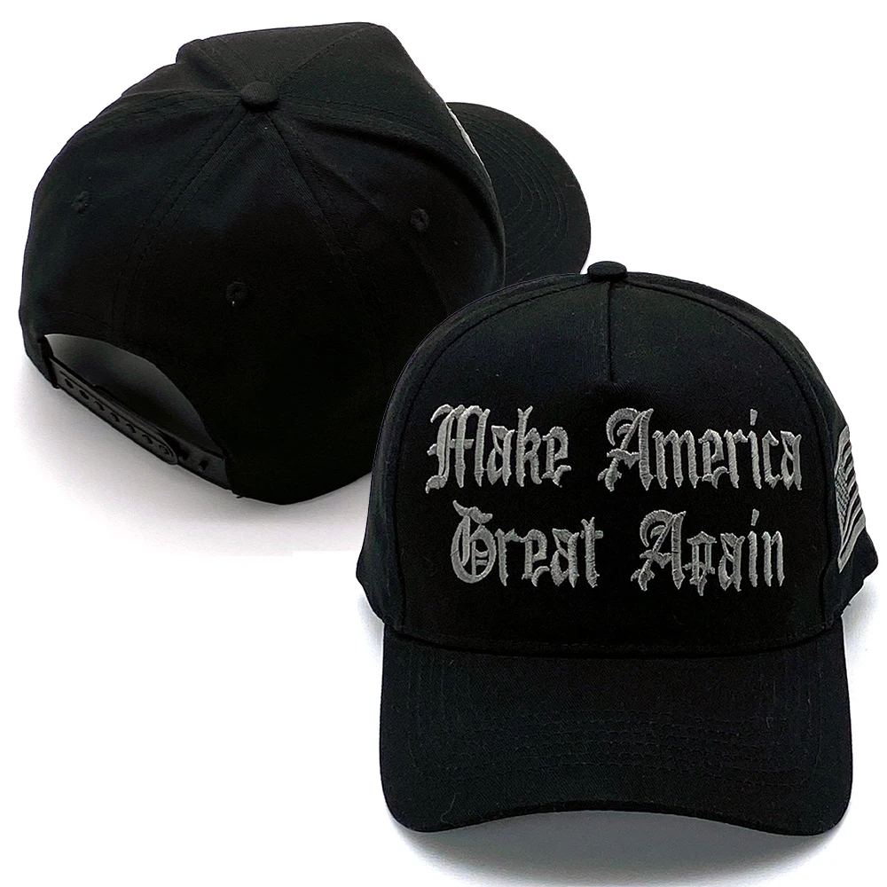 

Dark Gothic Style MAGA Hat Make America Great Again Cap USA Flag Unisex Patriotic Snapback Baseball Cap for Trump Supporters