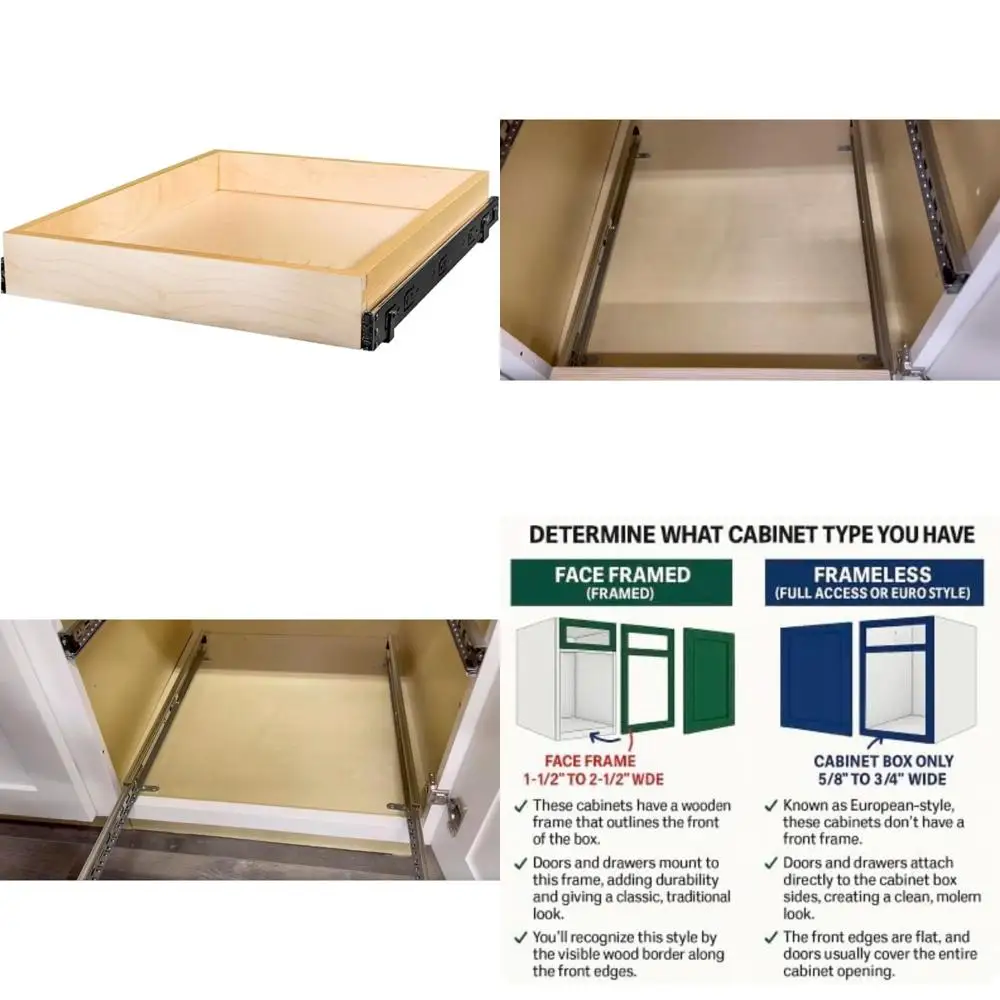 Slide-Out Shelves Organizer for Cabinets - Baltic Birch Pull Out Storage Solutions