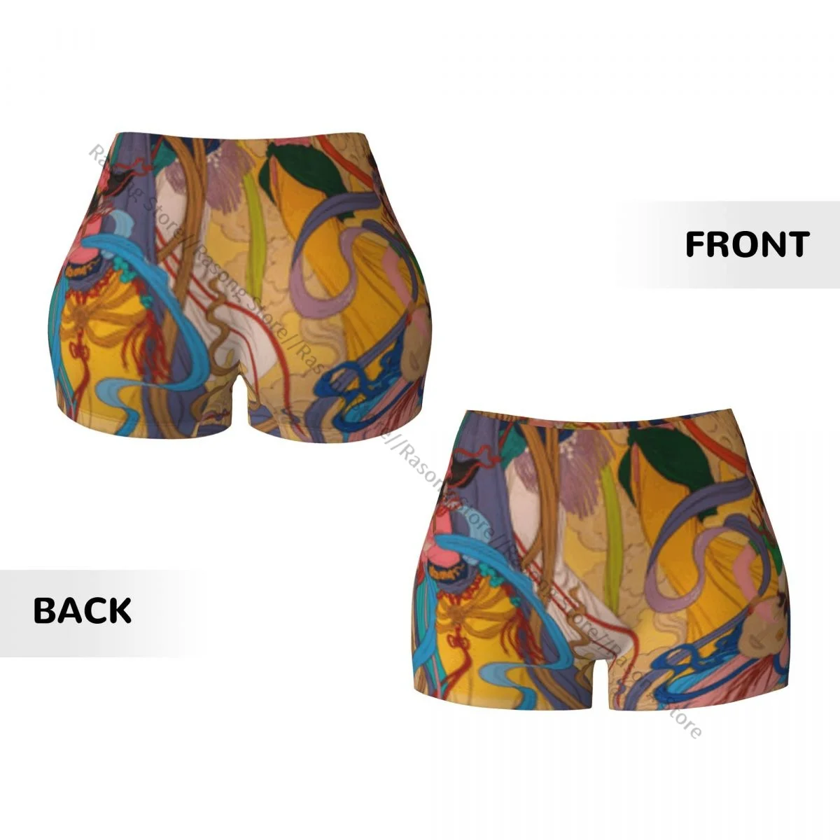 Pantaloncini da yoga da donna Temple Art Scrunch Booty Butt Lifting Comfort Fitness Gym