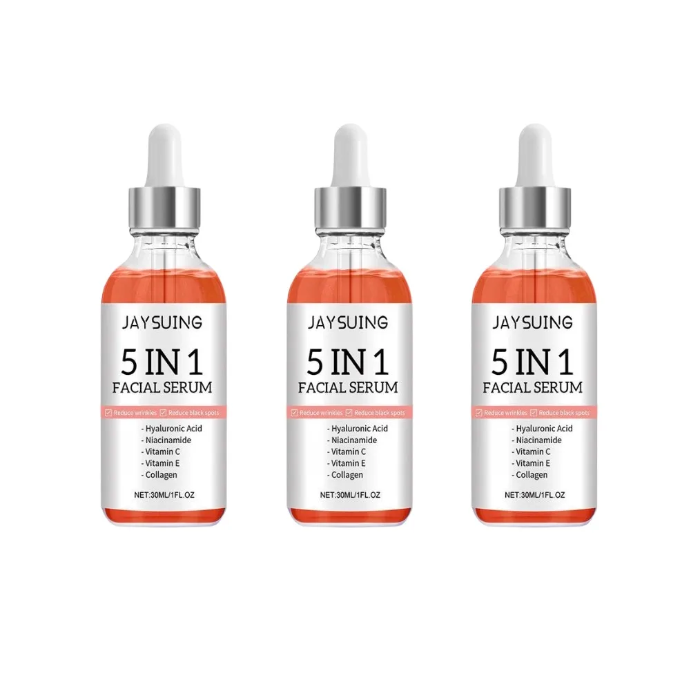 5-in-1-Gesichtsserum mit Hyaluronsäure, feuchtigkeitsspendend, Vitamin C, Kollagen, Blitz, Gesichtsserum, verkleinert die Poren, Hautpflege