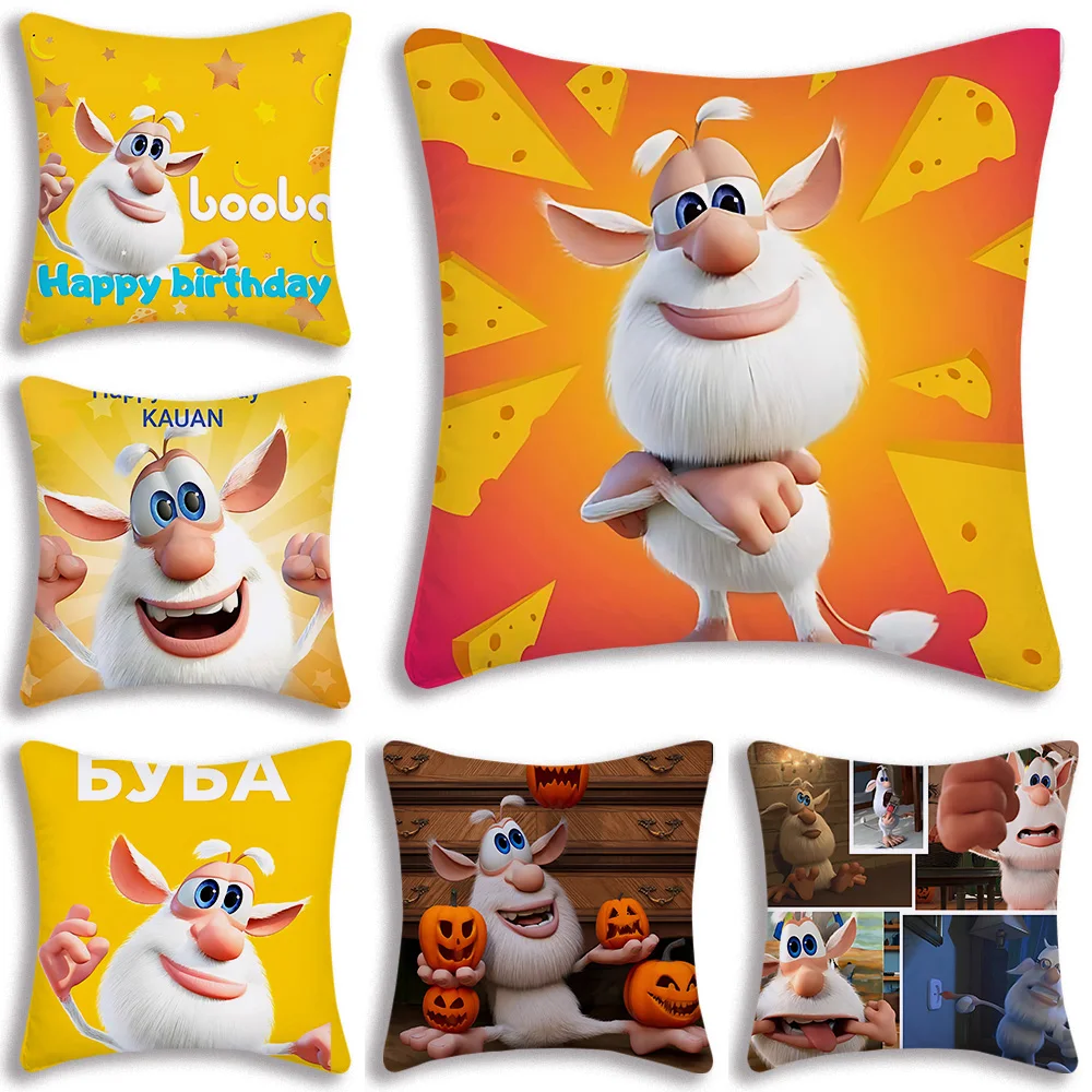 Pillow Covers Cartoon Cute Fourbob-Booba Cartoon Sofa Decorative Home Double-sided Printing Short Plush Cute Cushion Cover