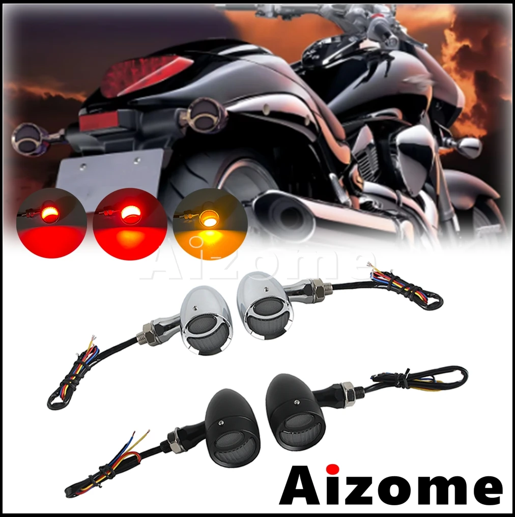 Motorcycle Retro Turn Signal Light LED Bullet Indicator Brake Taillamp For Harley Sportster 1200 883 48 XL Custom Roadster V-Rod