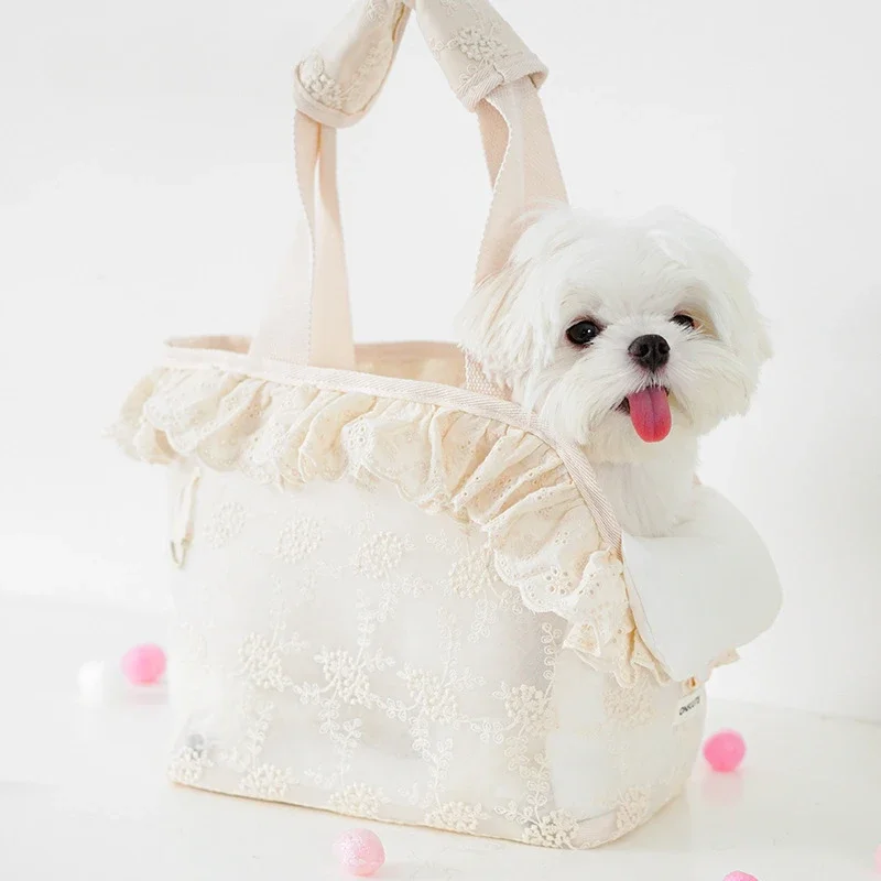 Summer Pet Out Bag Portable Breathable Shoulder Bag Teddy Small Dog Dog Backpack Lace Portable Space Cat Bag