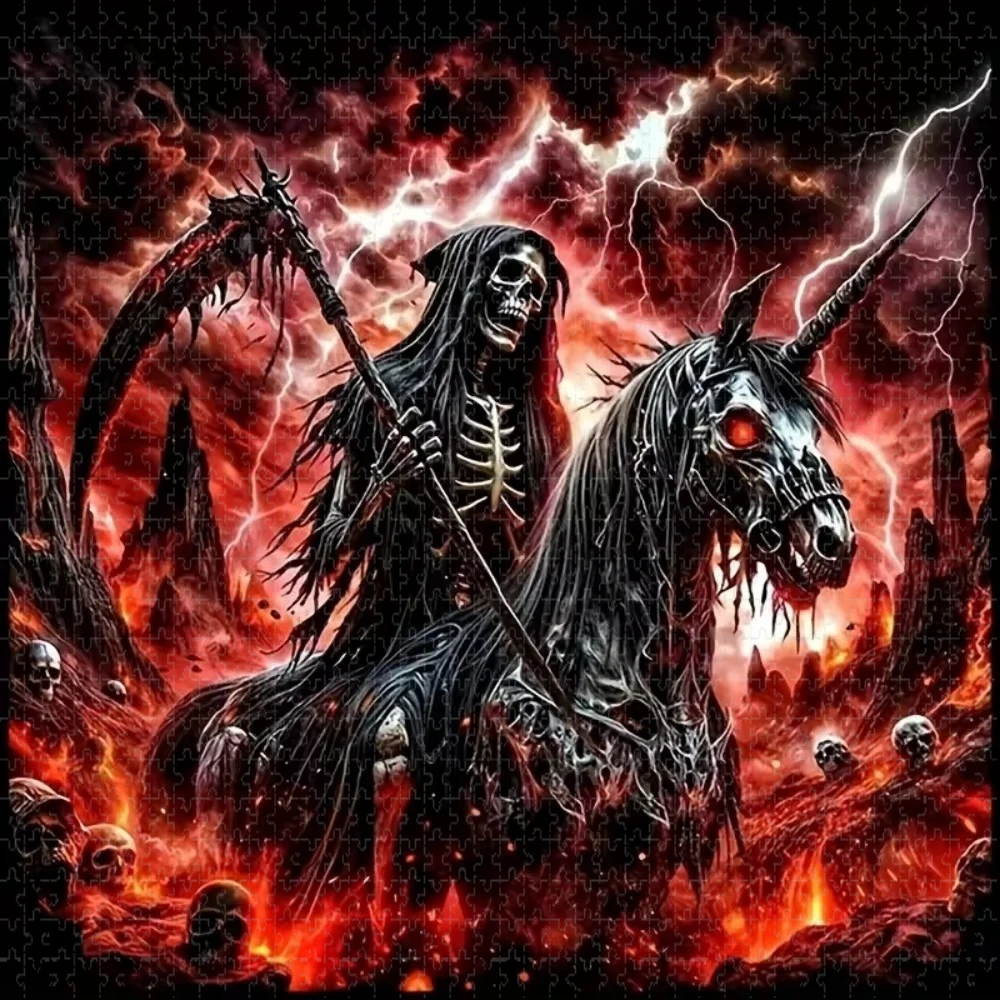 Jigsaw Puzzles 500 Pieces DIY Skeleton Portrait Horror Puzzles Decompression Toys for Adults Family Games Halloween Home Decor