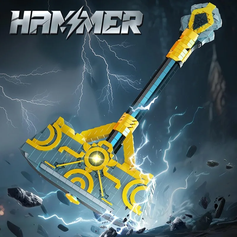 Idea Norse  Mythology Thor Hammer Mini Block Assembly Model Sets Building Bricks Educational Toys With Base Collection For Gifts