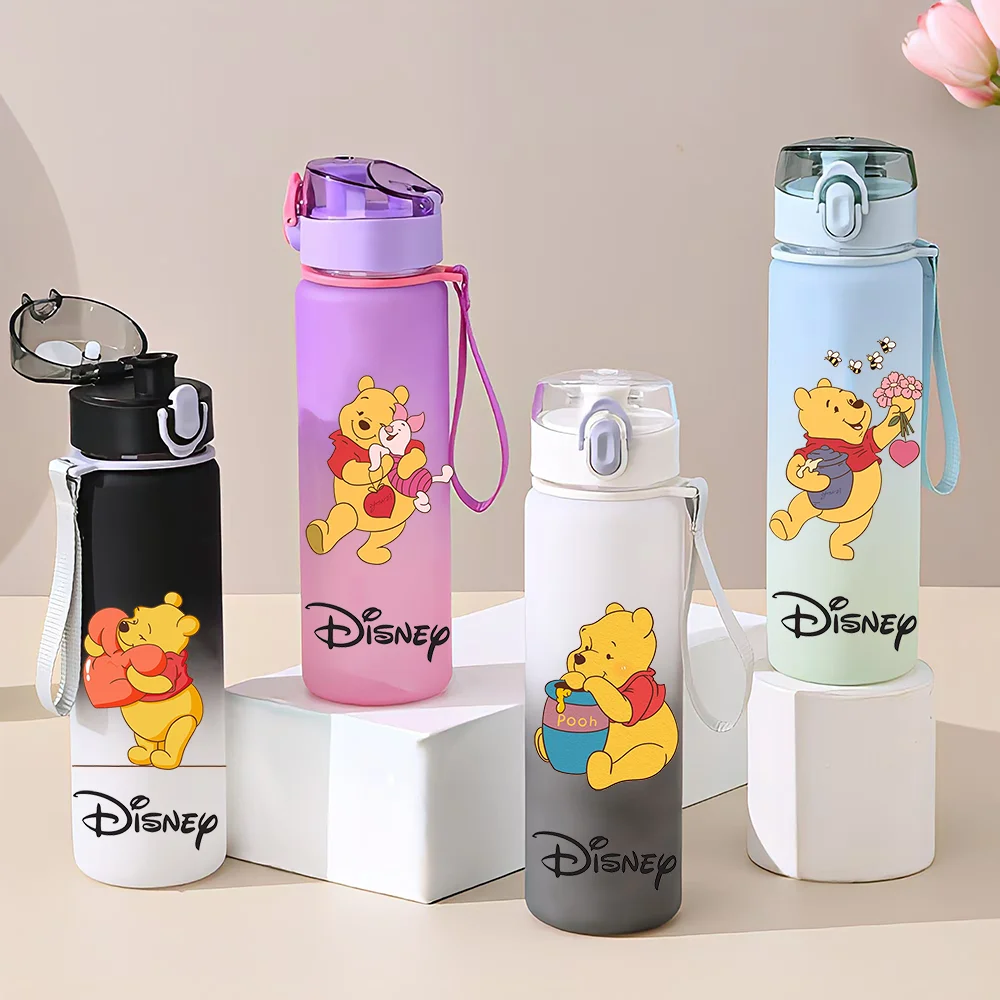 Disney Pooh Bear 550ML Gradient Water Bottle Large Capacity Outdoor Portable Student Adult Bottle Tigger Piglet Edward Pooh Gift