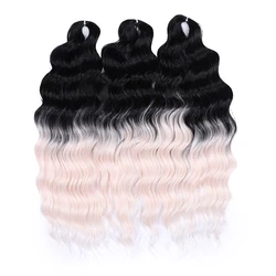 Anna Synthetic Hair Loose Deep Wave Braiding Hair Extensions 24 Inch Water Wave Braid Hair Ombre Pink Twist Crochet Curly Hair
