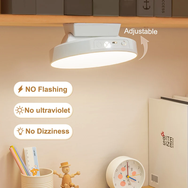 Adjustable Magnetic Reading Lamp 3 Color Temperature Adjustable Brightness Bedroom Table Lamp Round Punch Free