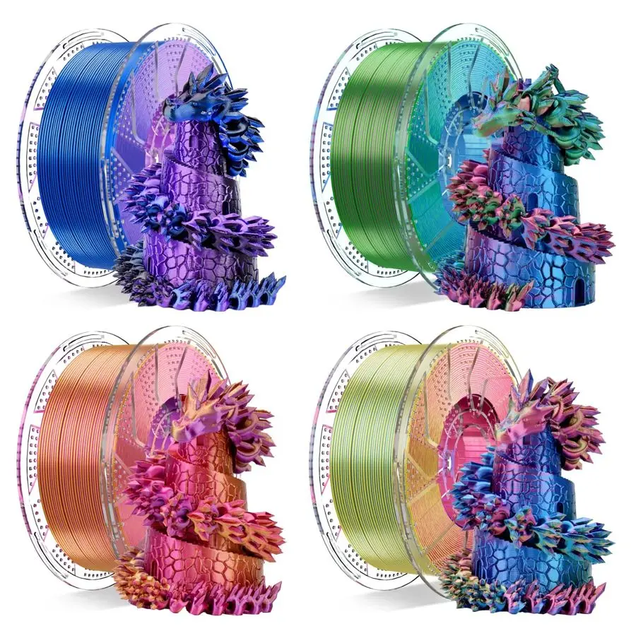 

Systems Conjure Silk Tricolor PLA 3D Printer Filament 1.75mm,Reusable Spool Compatible with Bambulab Refill Filament,Christmas S