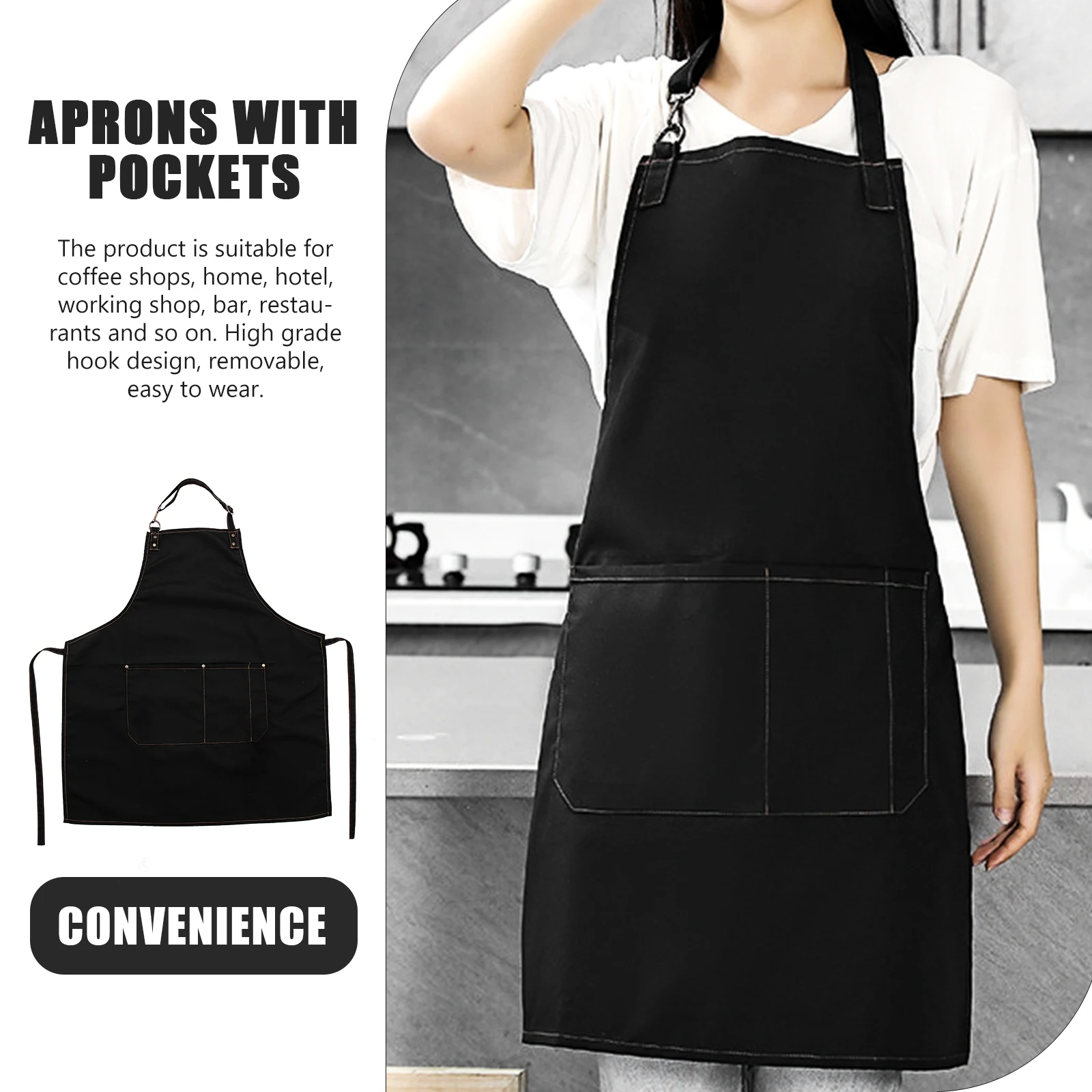 

Stylish Women'S Multi-Pocket Baking Oil-Resistant Dirt-Proof Kitchen Supply Cafe Shop Apron Professional Garden Cooking