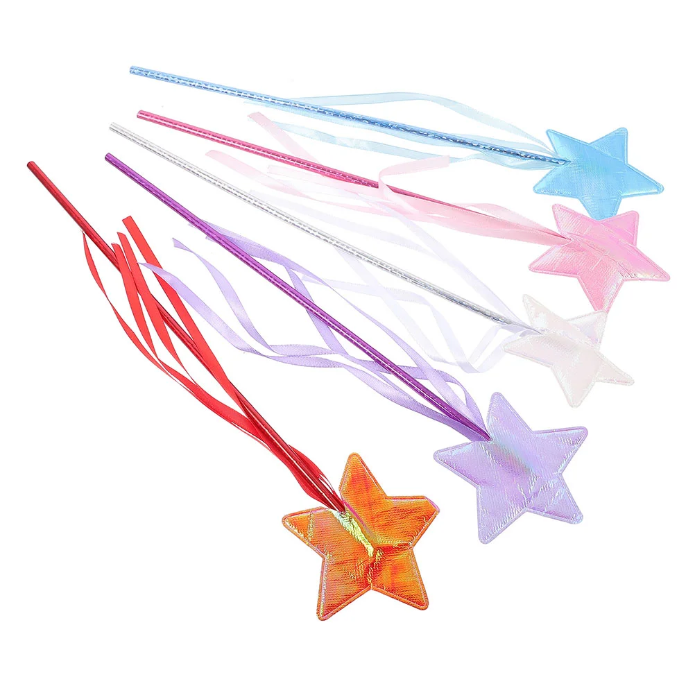 5Pcs Pentagram Fairy Wand Princess Accessories Delicate Girl Stick Angel Ab Cloth Star Wands Birthday Photo Prop Cute Fairy Wand