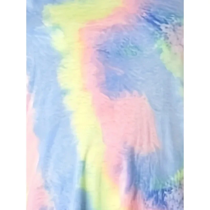 Sukienka damska plus size 1XL-5XL, codzienna i modna, bez rękawów, z efektem tie-dye, idealna do dojazdów do pracy.