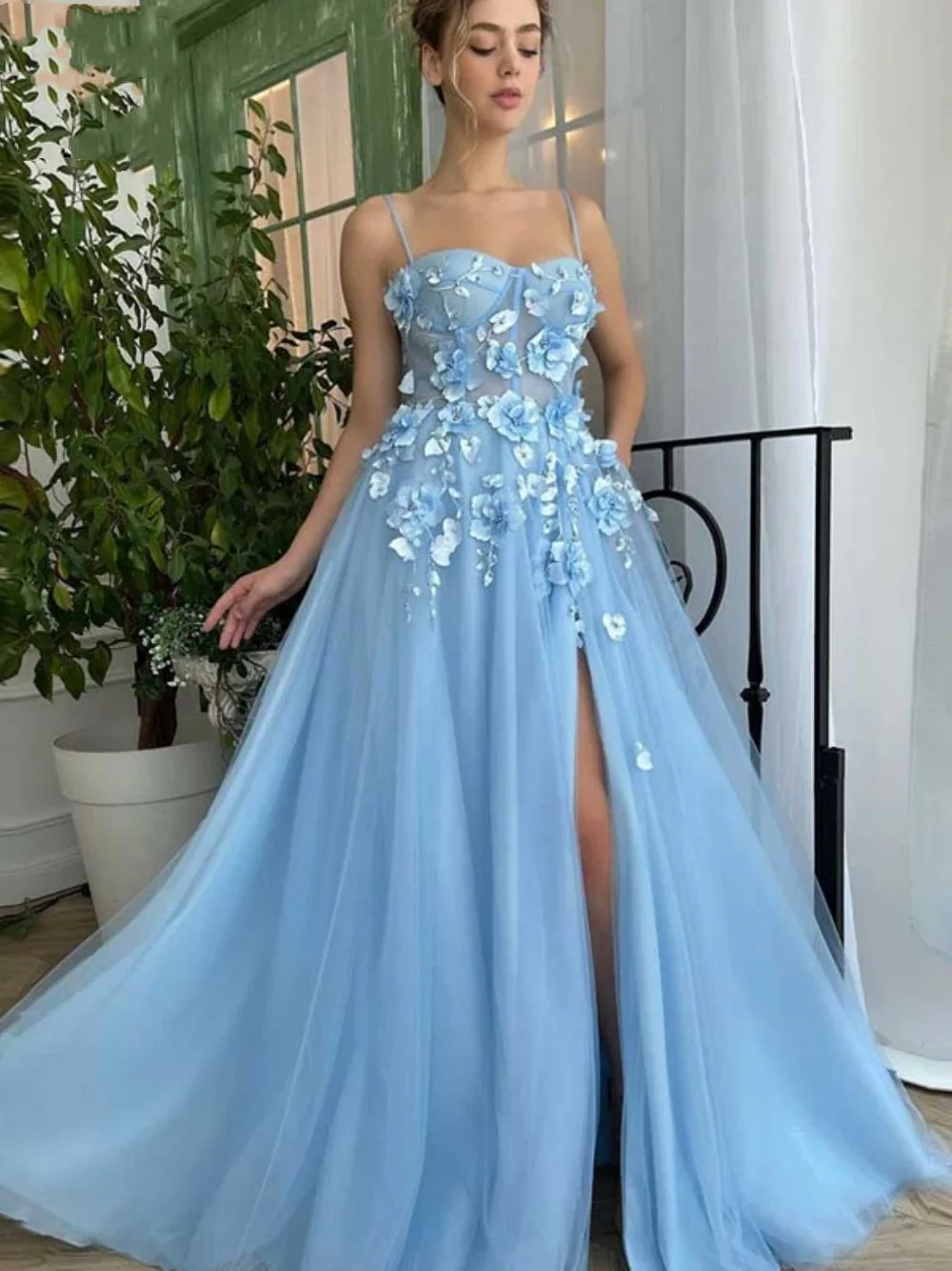 

Flavinke Blue Spaghetti Straps Evening Dresses Party Birthday A-line Bridal Gown Prom Dresses Vestidos De Novia 2024