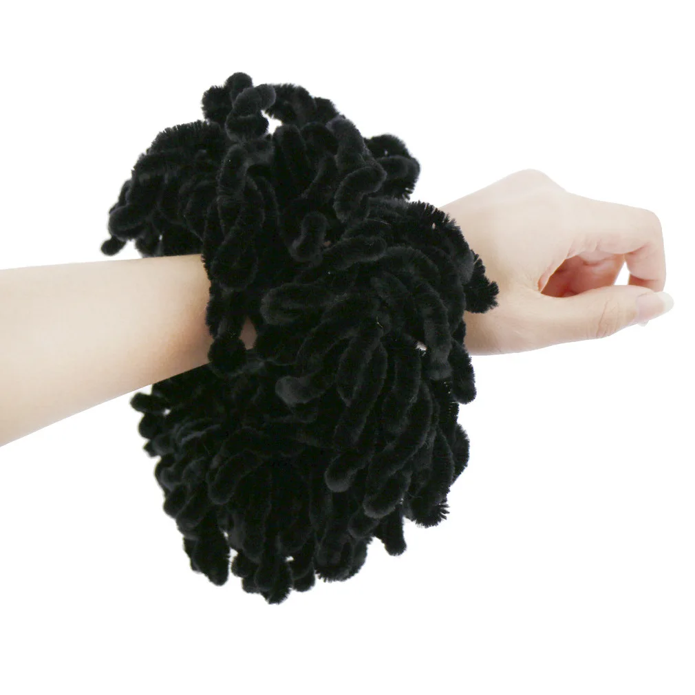 New Volumising Women Velvet Silk Hair Tie Solid Color Plain Big Hair Ring Headwear Volumizer Scarf Muslim Fluffy Velvet Headwear view 6