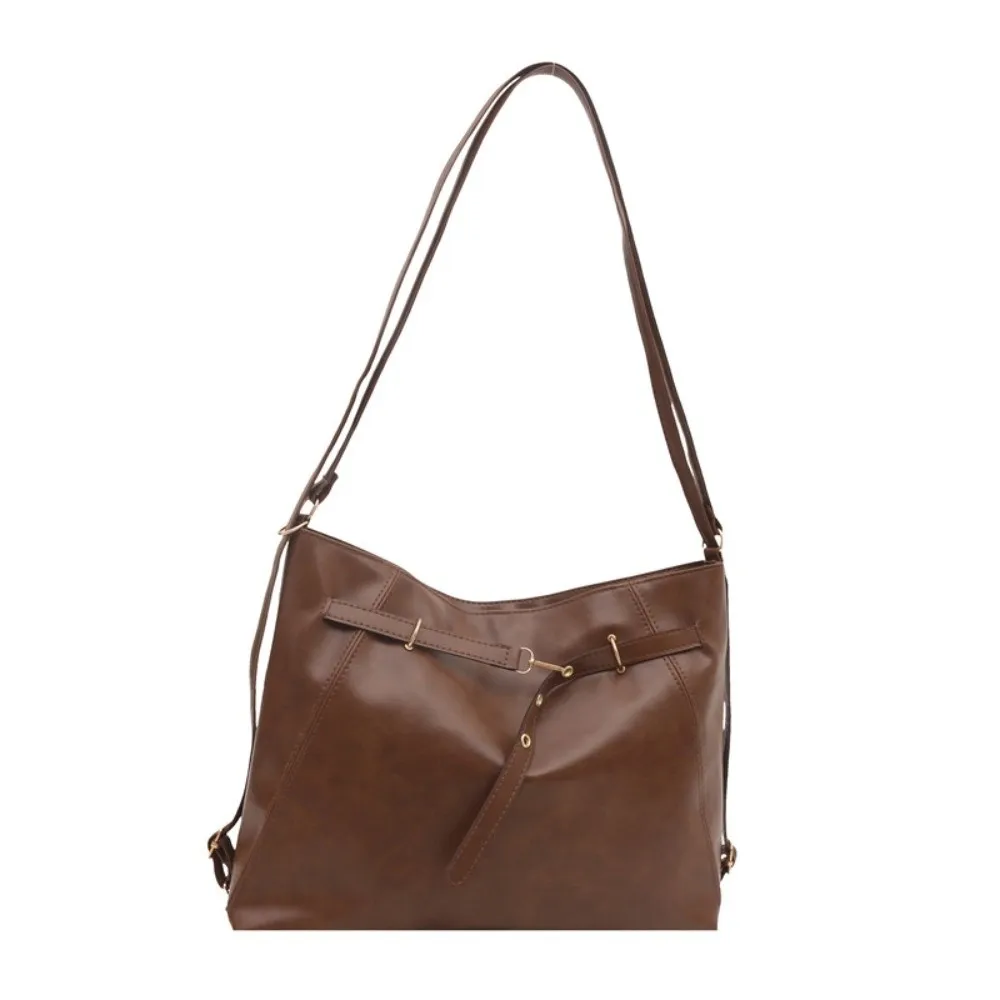 

Модная новая дизайнерская сумка через плечо с пряжкой, кожаная большая вместительная винтажная сумка через плечо, однотонная женская сумка-рюкзак для женщин