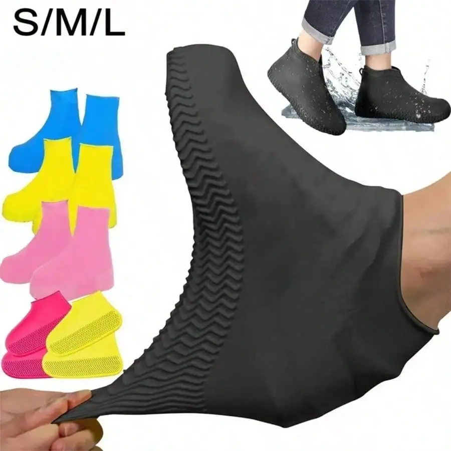 

Soft silicone latex shoe covers are reusable and waterproof, featured with wrinkle resistant and durable performance. Flexible fit most shoes, easy to put on and take off, wear resistant and long service life, practical daily protective covers for outdoor