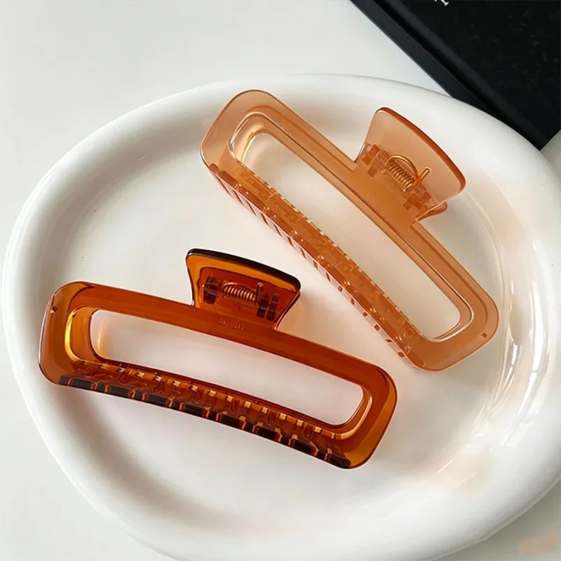 Elegante, solide, durchscheinende, rechteckige Haarklammer für Frauen und Mädchen, süße Haarspange, einfache Haarklammer, modische Haaraccessoires – Detail 6