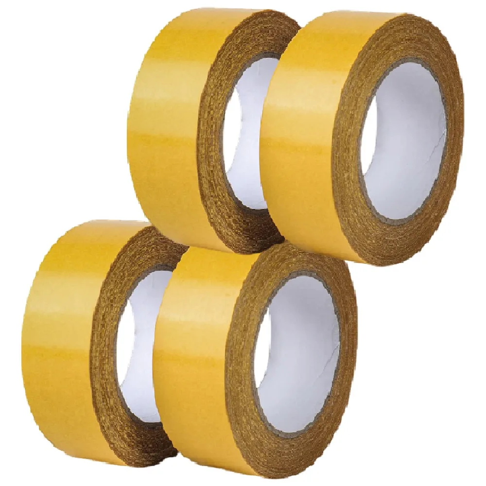 4Rolls Super Traceless Double Sided Tape Heat Resistant Strong Adhesion Cloth Base Tape High Viscosity Translucent
