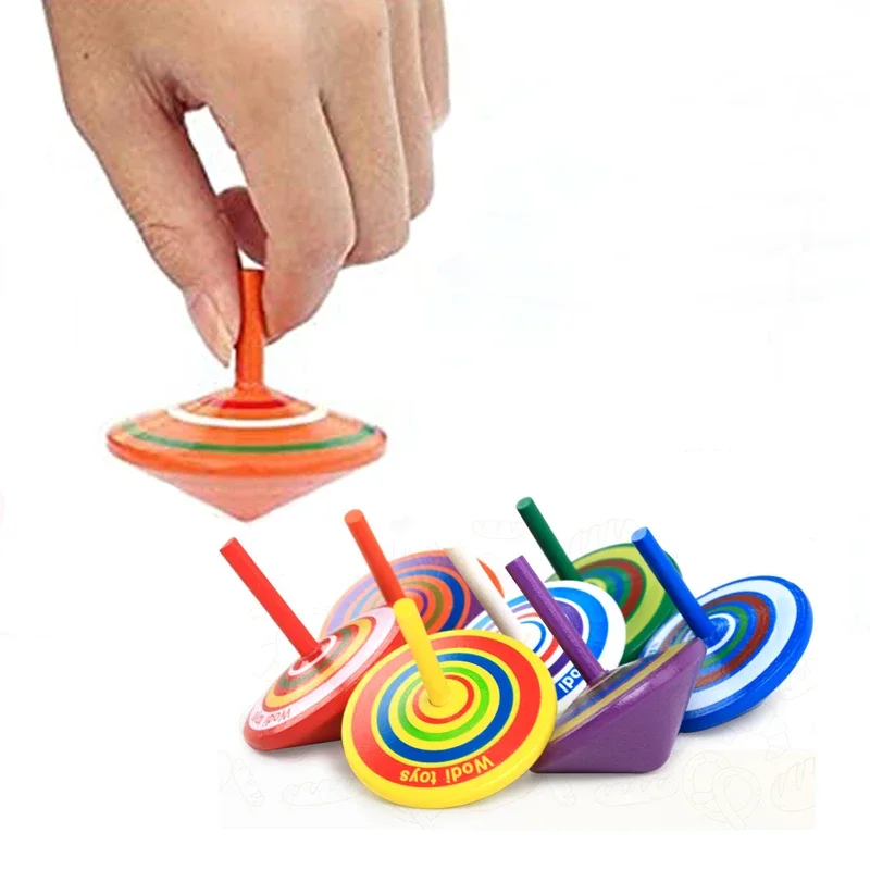 

1pc Random Multicolor Wooden Spinning Tops,Educational Kindergarten Toys, Adult Relief Stress,Party Favors,Gift for Toddlers