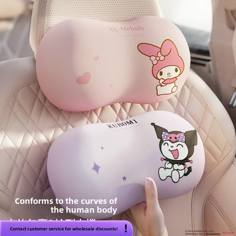 

Sanrio Car Headrest Pillow Winter Warm Plush Doll Neck & Lumbar Support Cushion Adjustable Car Seat Pillow Seat Belt Cover