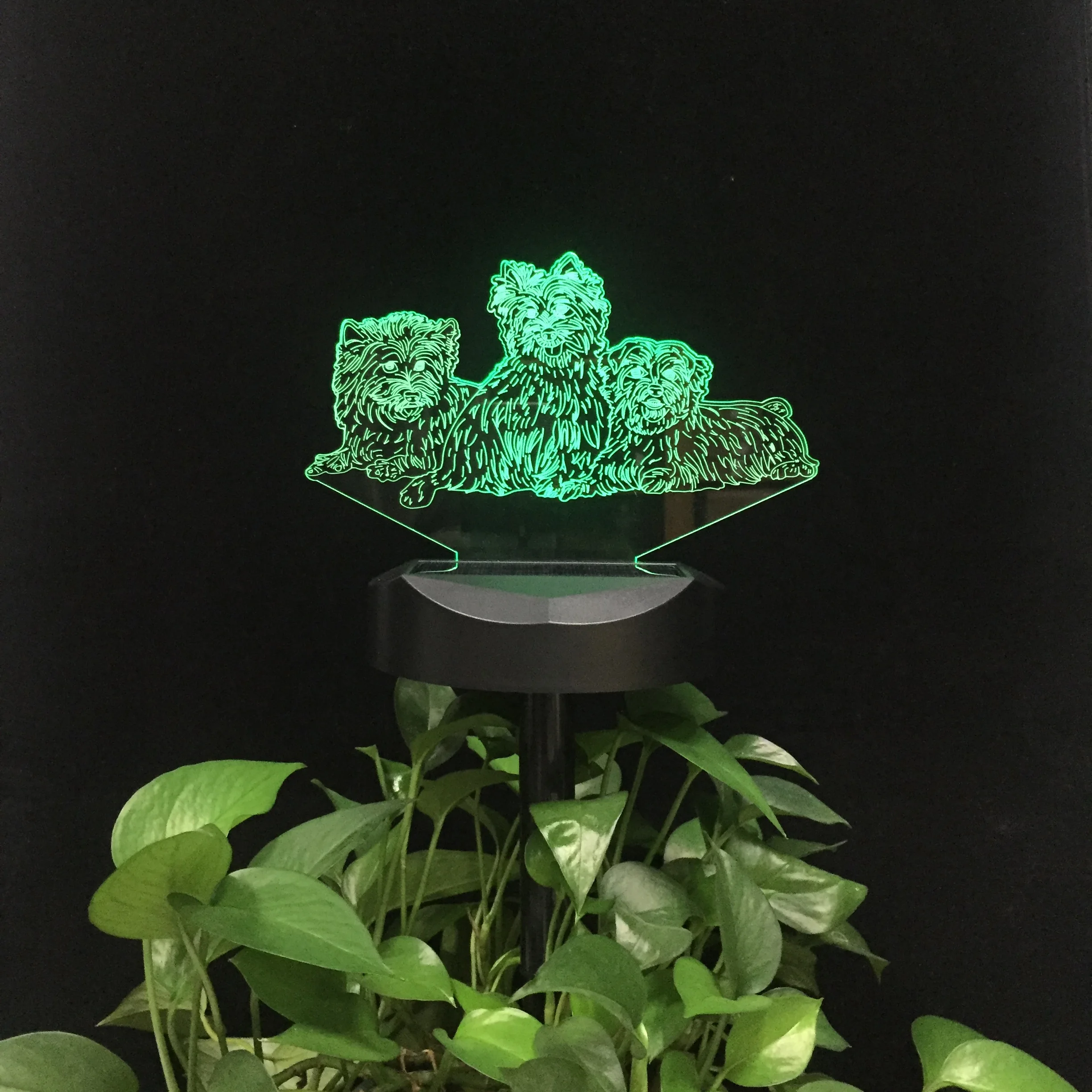 Solar Powered Dog Family 3D LED Night Lamp Dropship Waterproof Landscape Lighting Outdoor Garden Light for Pathway IP 67 Walkway