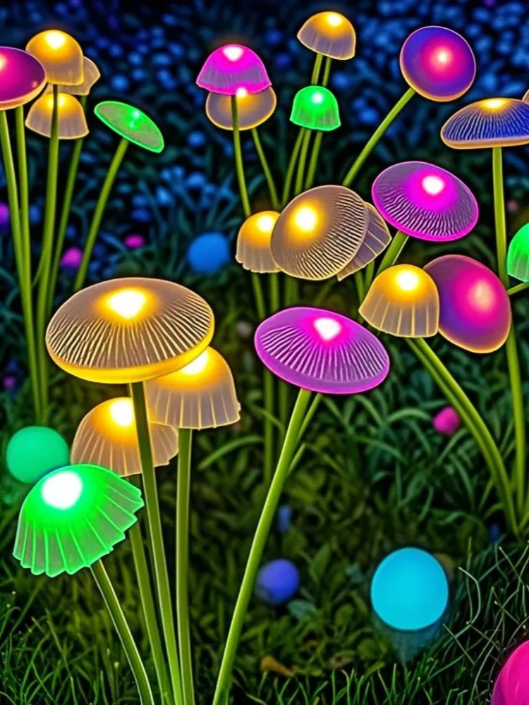 Solarne Lampki Ogrodowe Dwufunkcyjne LED Solarne Lampki Grzybki Wodoodporne Dekoracje Podwórko Patio Ścieżka Meduzy do Stworzenia Atmosfery Ogrodu — zdjęcie 2