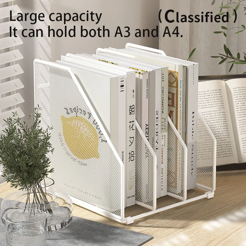 Desktop File Organizer Metal Mesh Magazine Holder Book Document Sorter Rack for Office School Home Students Teachers